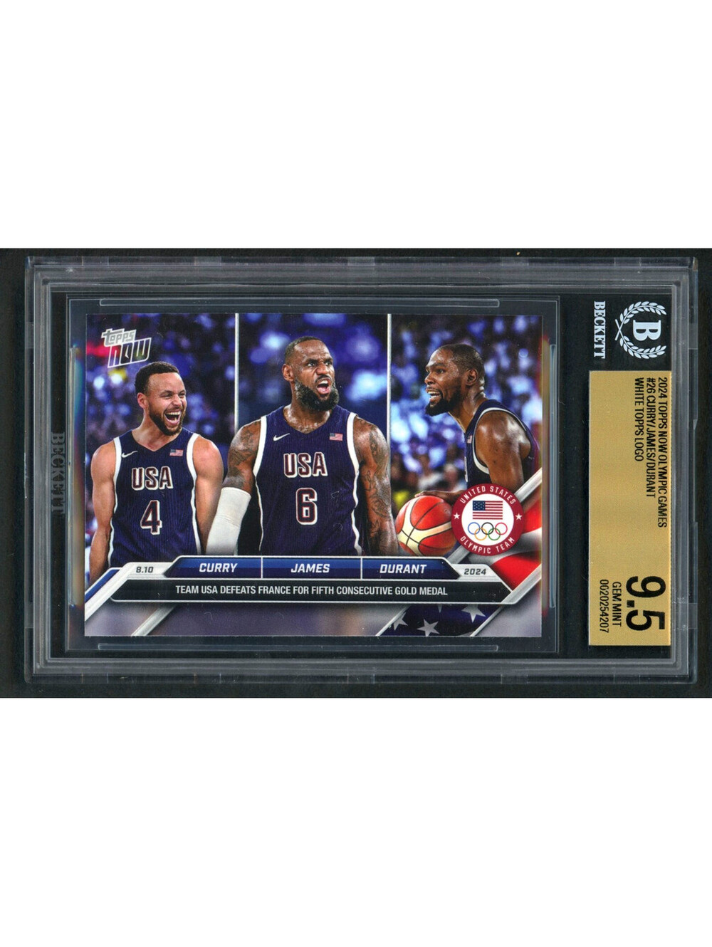 2024 Topps Now Olympic #26 White Logo Curry /James/ Durant BGS 9.5 Gem Mint